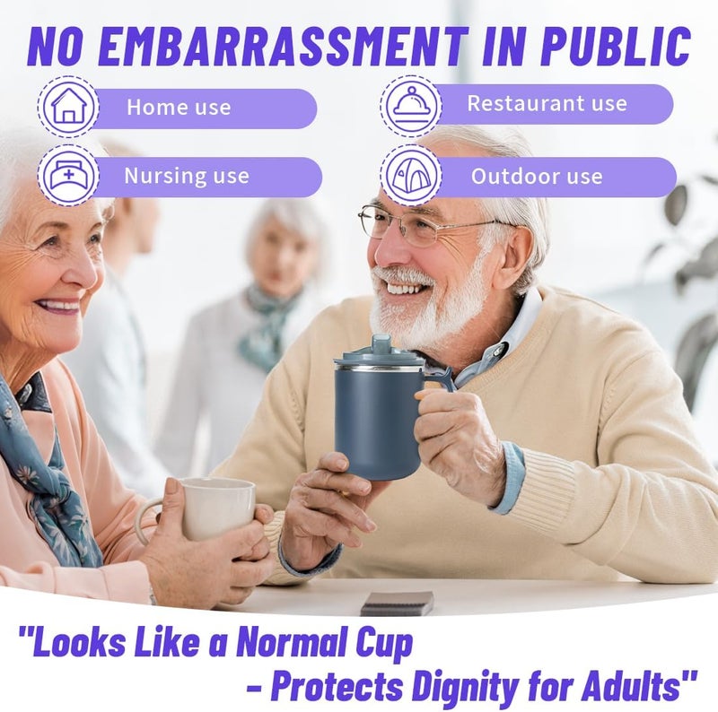 EZSLINGGLIDE Dysphagia Regulating Drinking Cups for Swallowing Difficulty - with 5cc, 10cc, & 15cc Sip Cup Options - Liquids Only - Pack of 1 (Blue) - Image 4